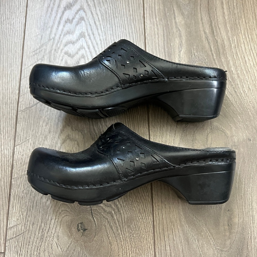 Dansko Shyanne Black Leather Clog Scalloped Womens EUR 37 US 6.5-7 Comfort Work - Picture 2 of 7